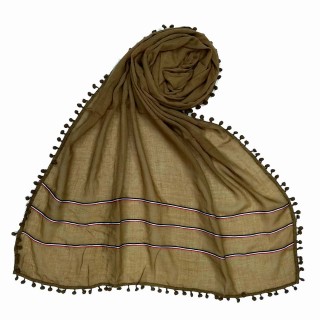 Designer Cotton Three Liner Hijab- Tawny Brown